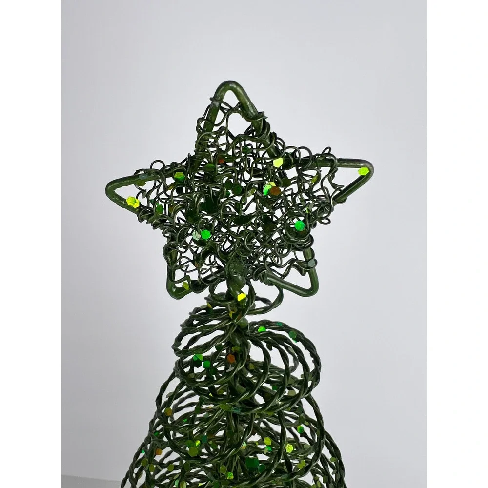 Pier One Glitter Wire Christmas Tree Star Topper Festive Holiday‎ Decor Green